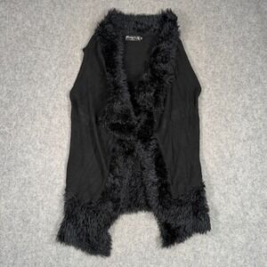 Vintage Y2k Pretty Angel Black Knit Cardigan Sweater Fluffy Fuzzy Women's Size M